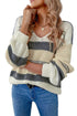 V-Neck Knitted Lantern Sleeve Pullover Sweater